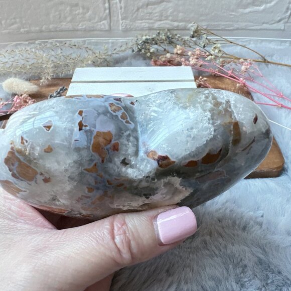 Beautiful Brecciated Jasper with Quartz and Druzy Heart - Picture 6 of 6